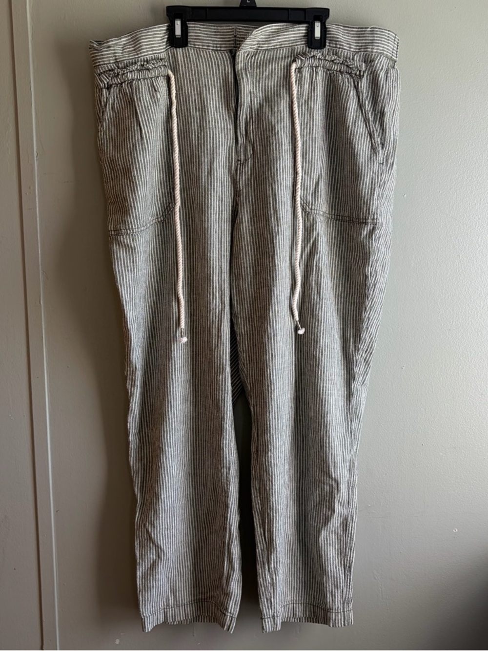 Anthropologie Seashore Linen Blend Striped Pants - XL
